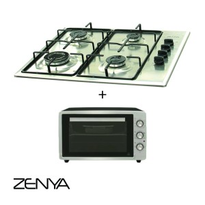 Pack équipement Zenya Table de Cuisson 60cm 4F - inox (6401kgm) + Four mini 34l - inox (m3200g)