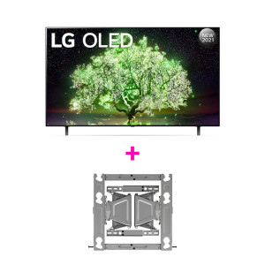 Pack LG Téléviseur Premium uhd A1 65 inch 4K Smart OLED TV + support mural d'écran plat (50 kg, 165.1 cm (65")