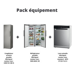 Pack équipement Whirlpool Réfrigérateur posable + Congélateur armoire posable + Lave-vaisselle